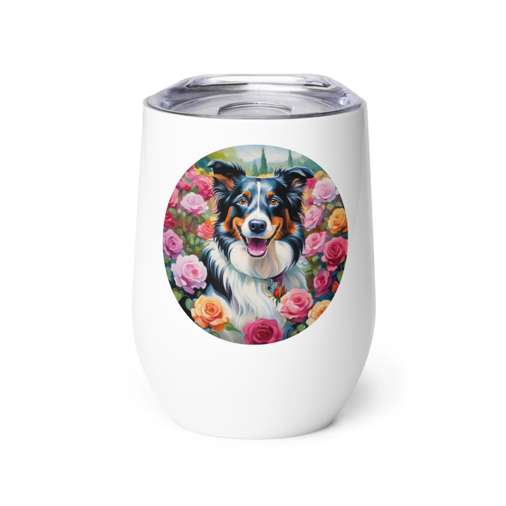 PugMug Custom Border Collie Wine Tumbler