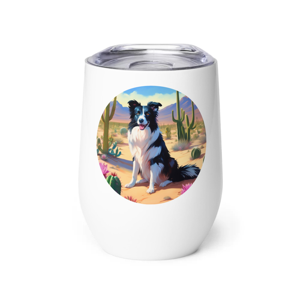 PugMug Custom Border Collie Wine Tumbler