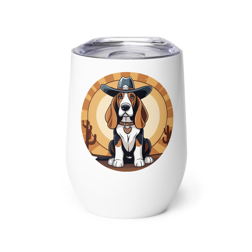 PugMug Custom Basset Hound Wine Tumbler