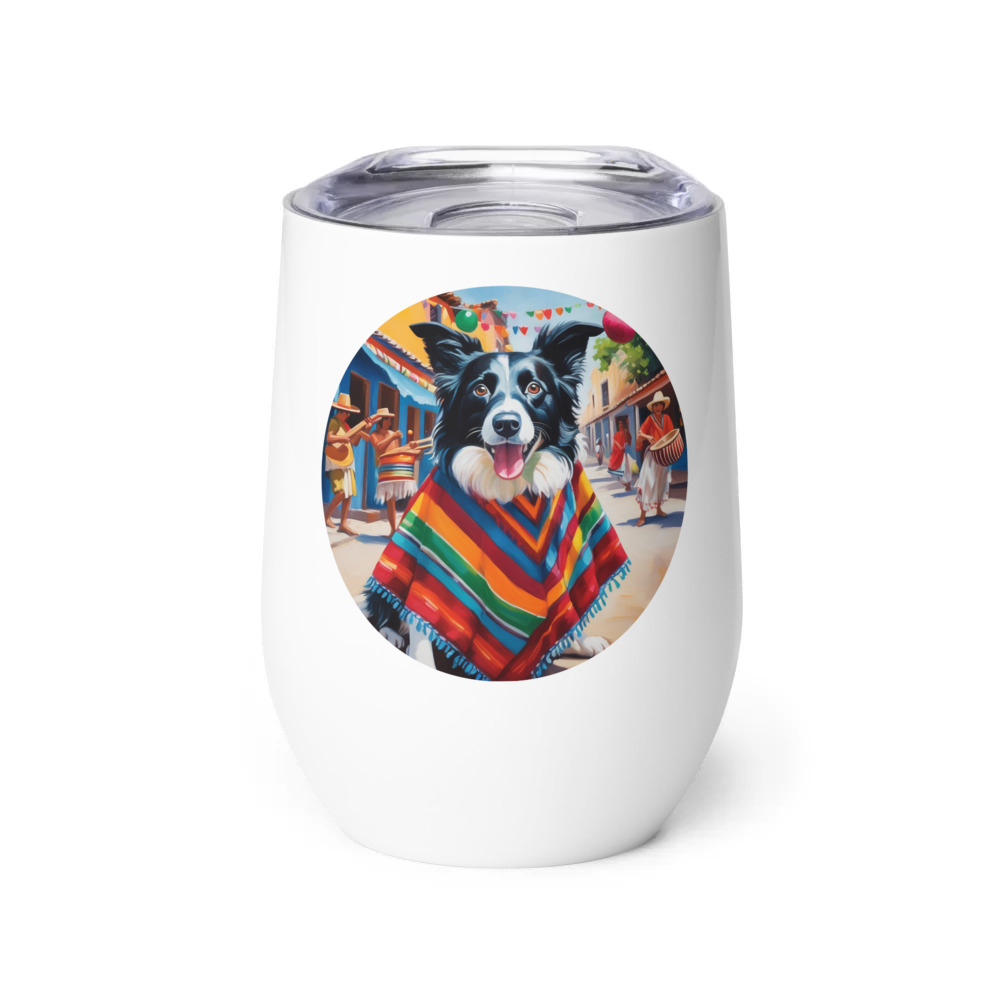 PugMug Custom Border Collie Wine Tumbler