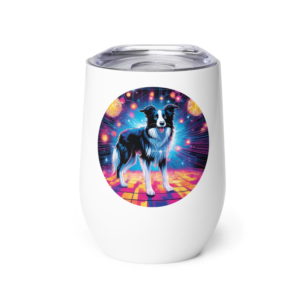 PugMug Custom Border Collie Wine Tumbler