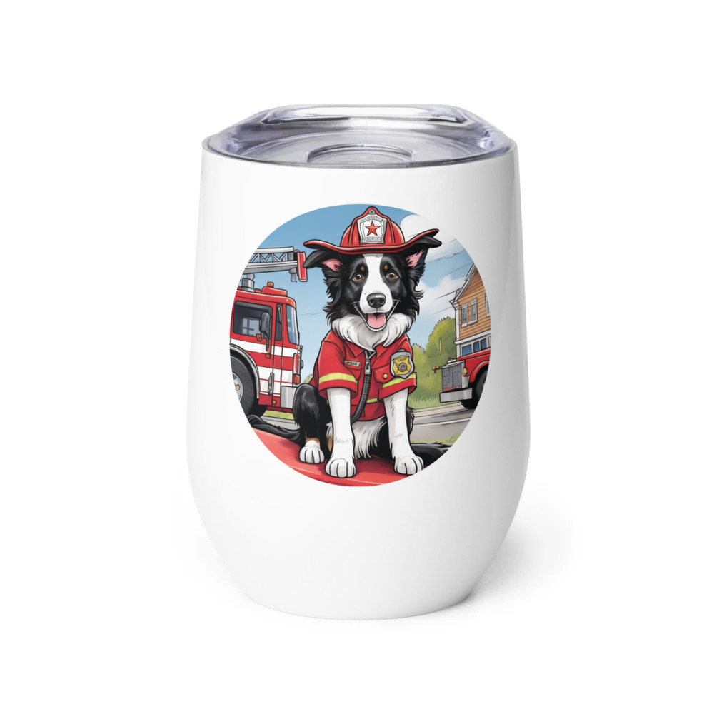 PugMug Custom Border Collie Wine Tumbler