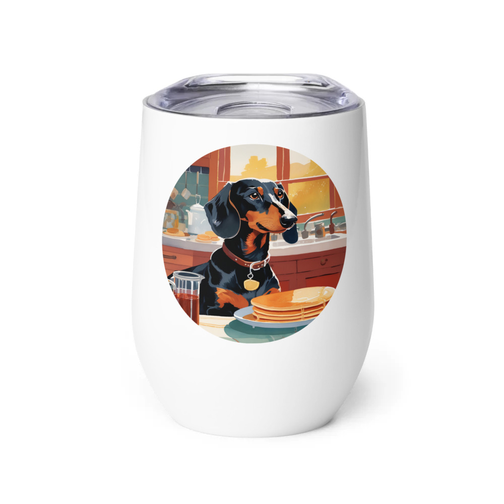 PugMug Custom Black Dachshund Wine Tumbler
