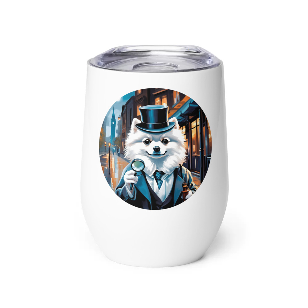 PugMug Custom White Pomeranian Wine Tumbler