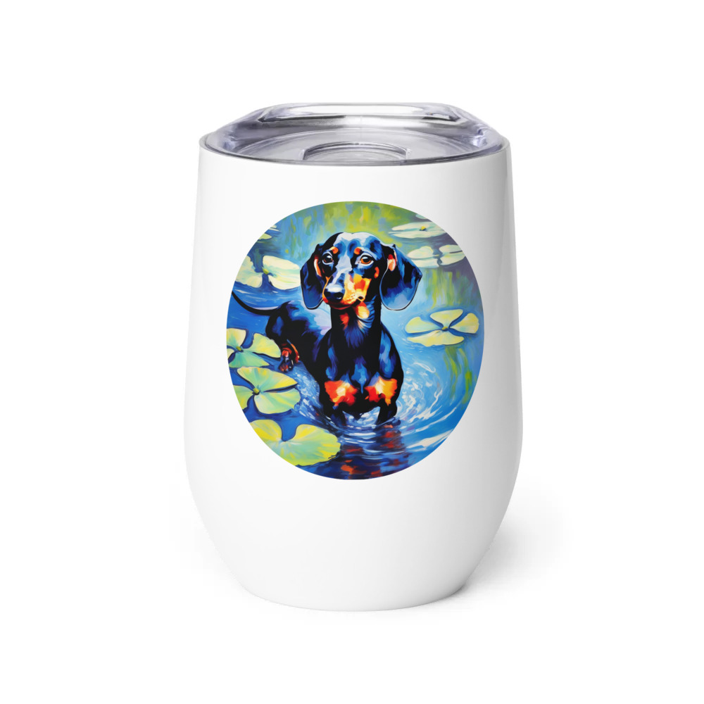PugMug Custom Black Dachshund Wine Tumbler