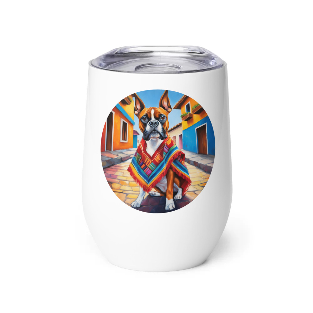 PugMug Custom Boxer Dog Wine Tumbler
