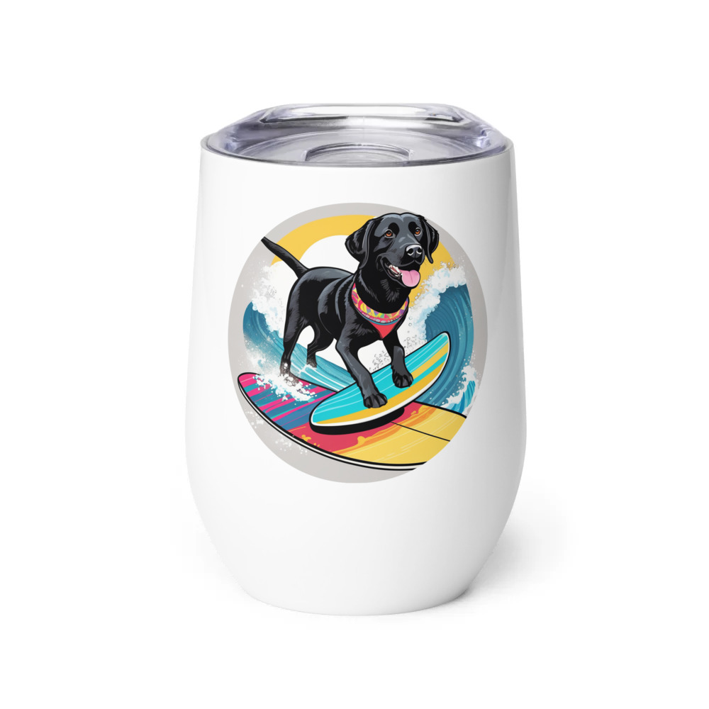PugMug Custom Black Labrador Retriever Wine Tumbler