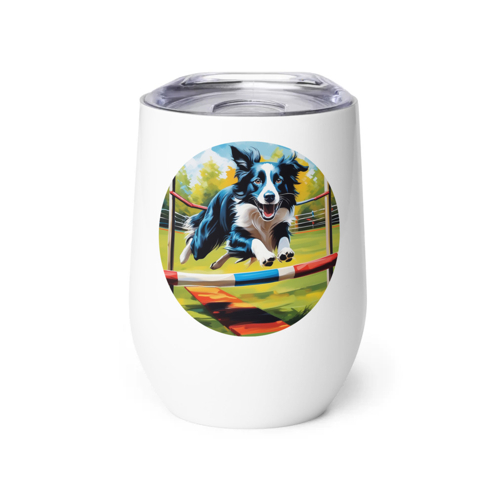 PugMug Custom Border Collie Wine Tumbler