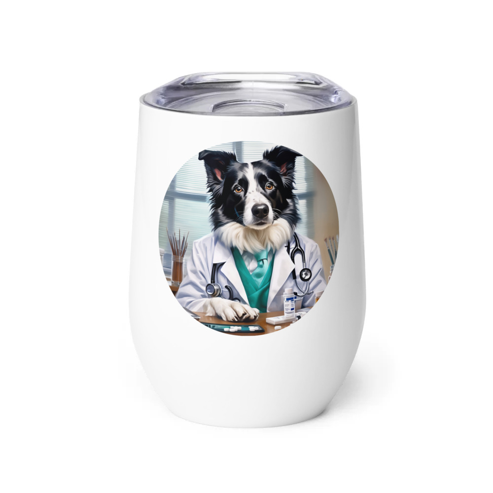 PugMug Custom Border Collie Wine Tumbler