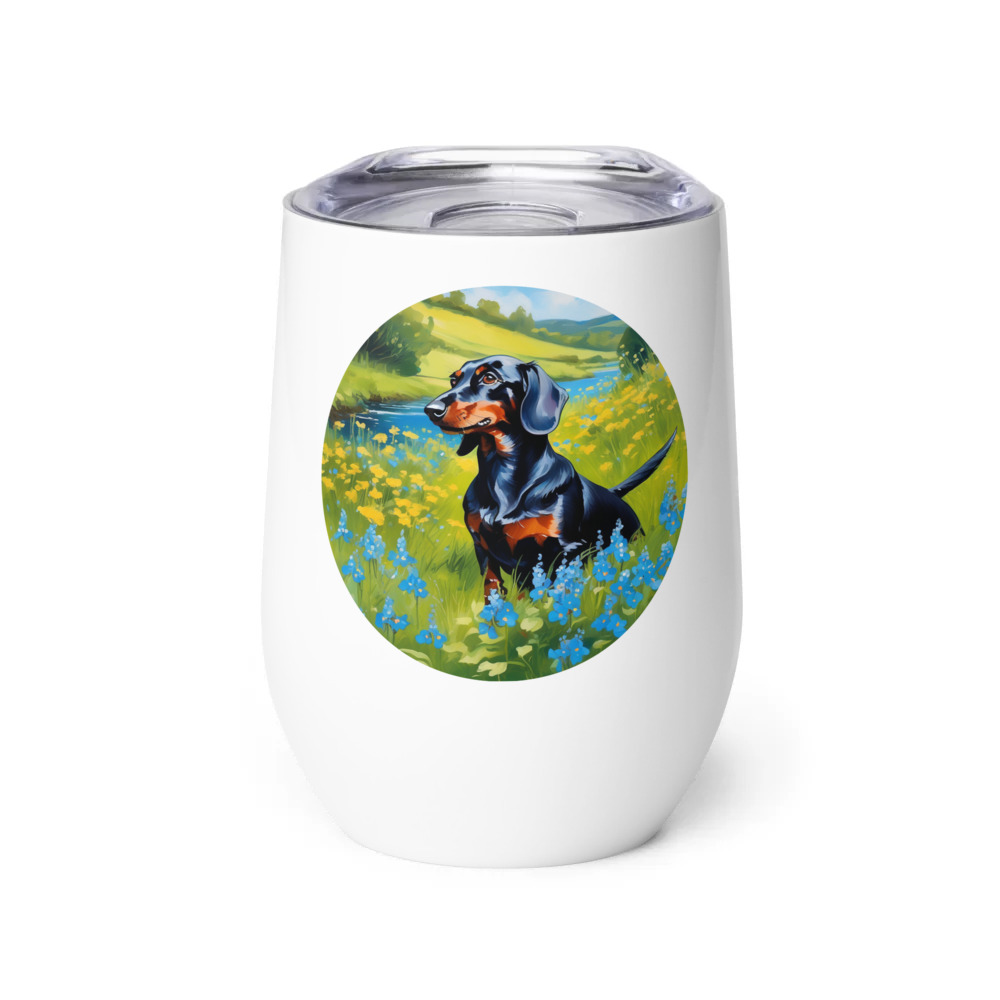 PugMug Custom Black Dachshund Wine Tumbler