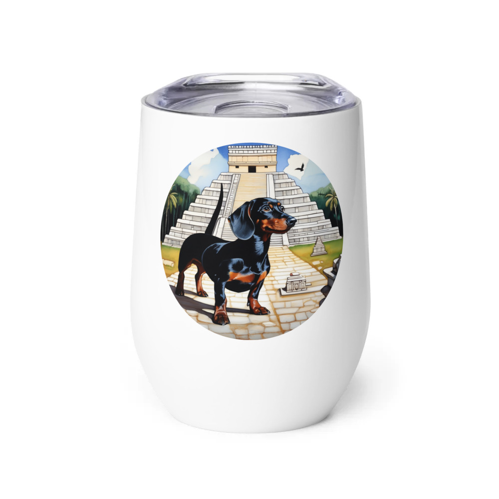 PugMug Custom Black Dachshund Wine Tumbler