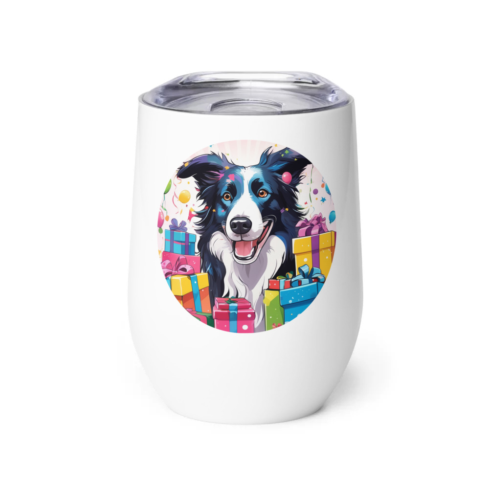 PugMug Custom Border Collie Wine Tumbler