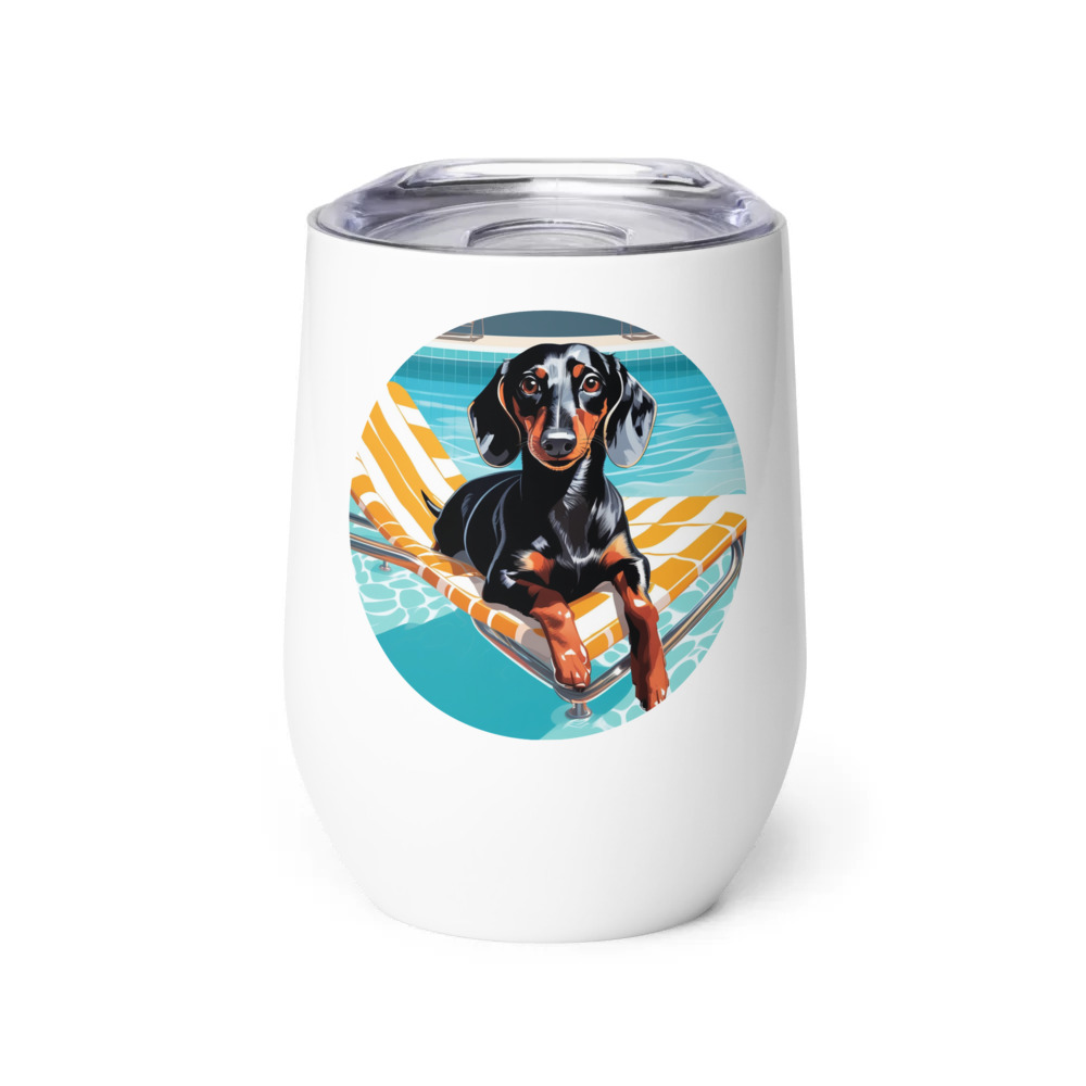 PugMug Custom Black Dachshund Wine Tumbler