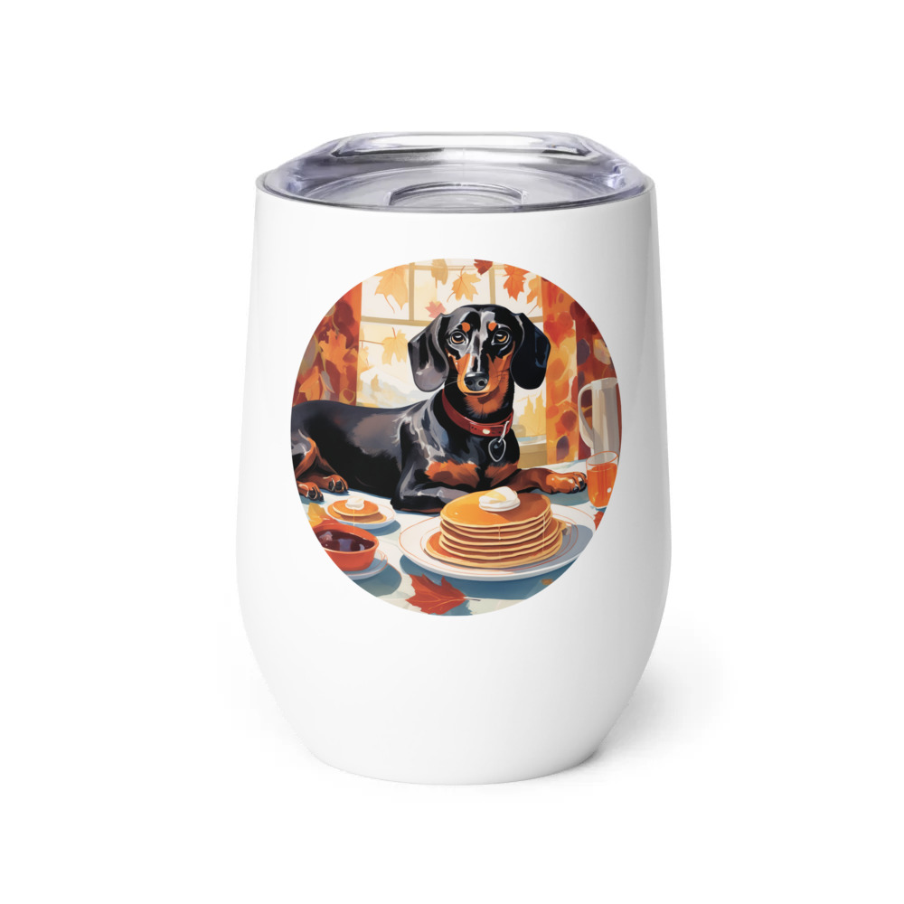 PugMug Custom Black Dachshund Wine Tumbler