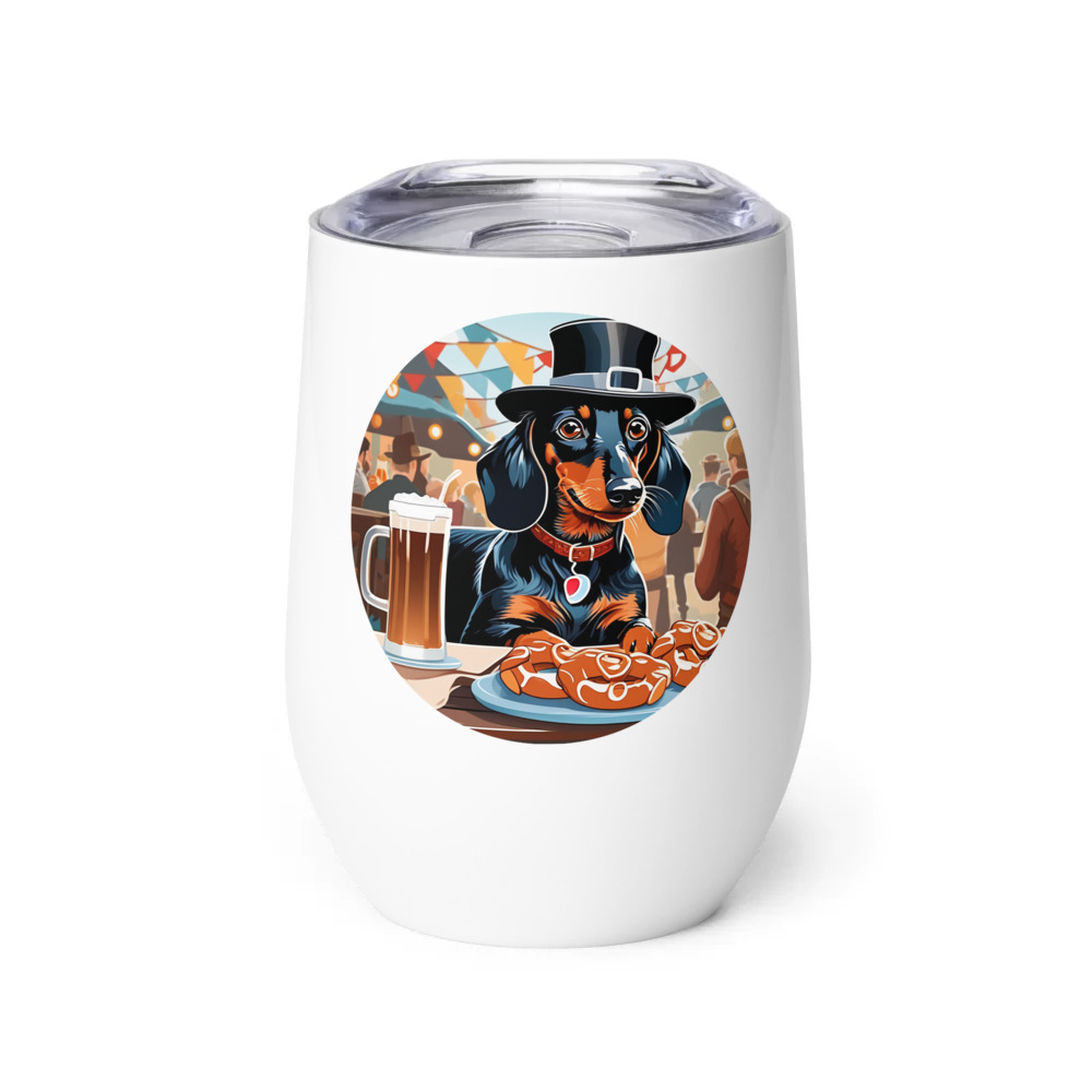 PugMug Custom Black Dachshund Wine Tumbler