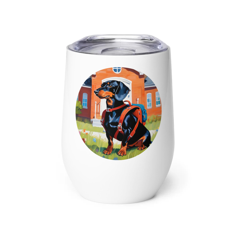 PugMug Custom Black Dachshund Wine Tumbler