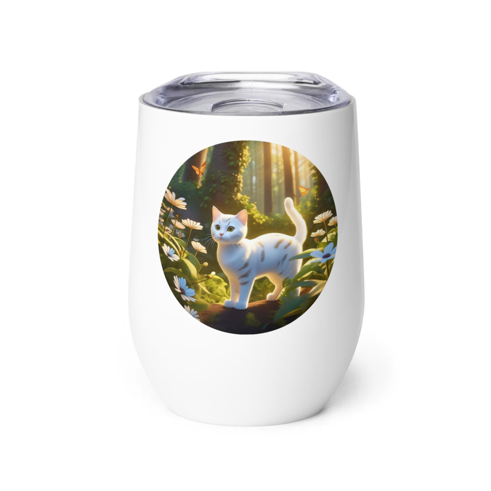 PugMug Custom White American Shorthair Cat Wine Tumbler