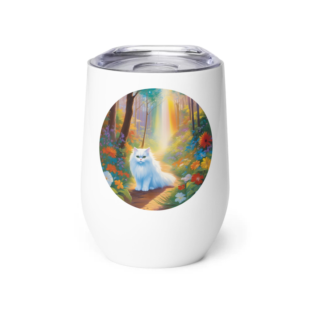 PugMug Custom White Persian Cat Wine Tumbler