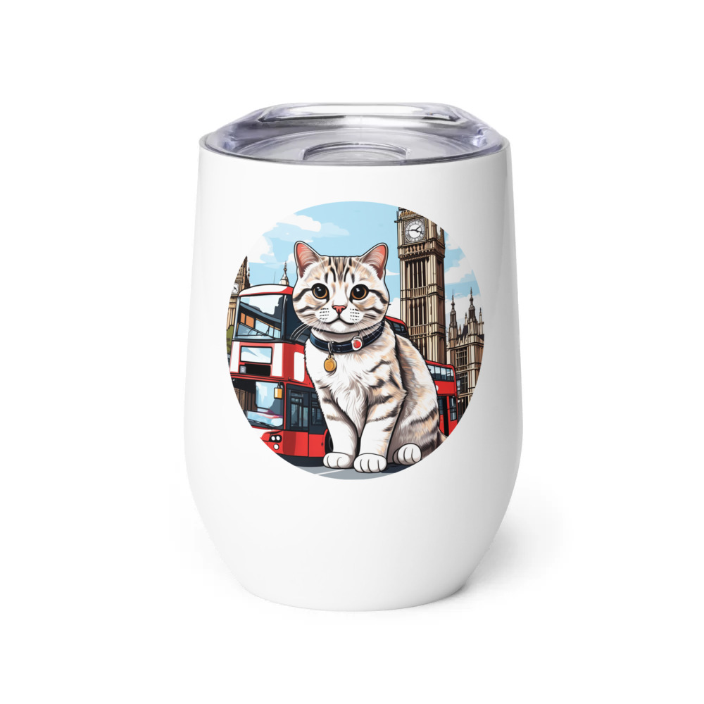 PugMug Custom Tabby Scottish Fold Cat Wine Tumbler