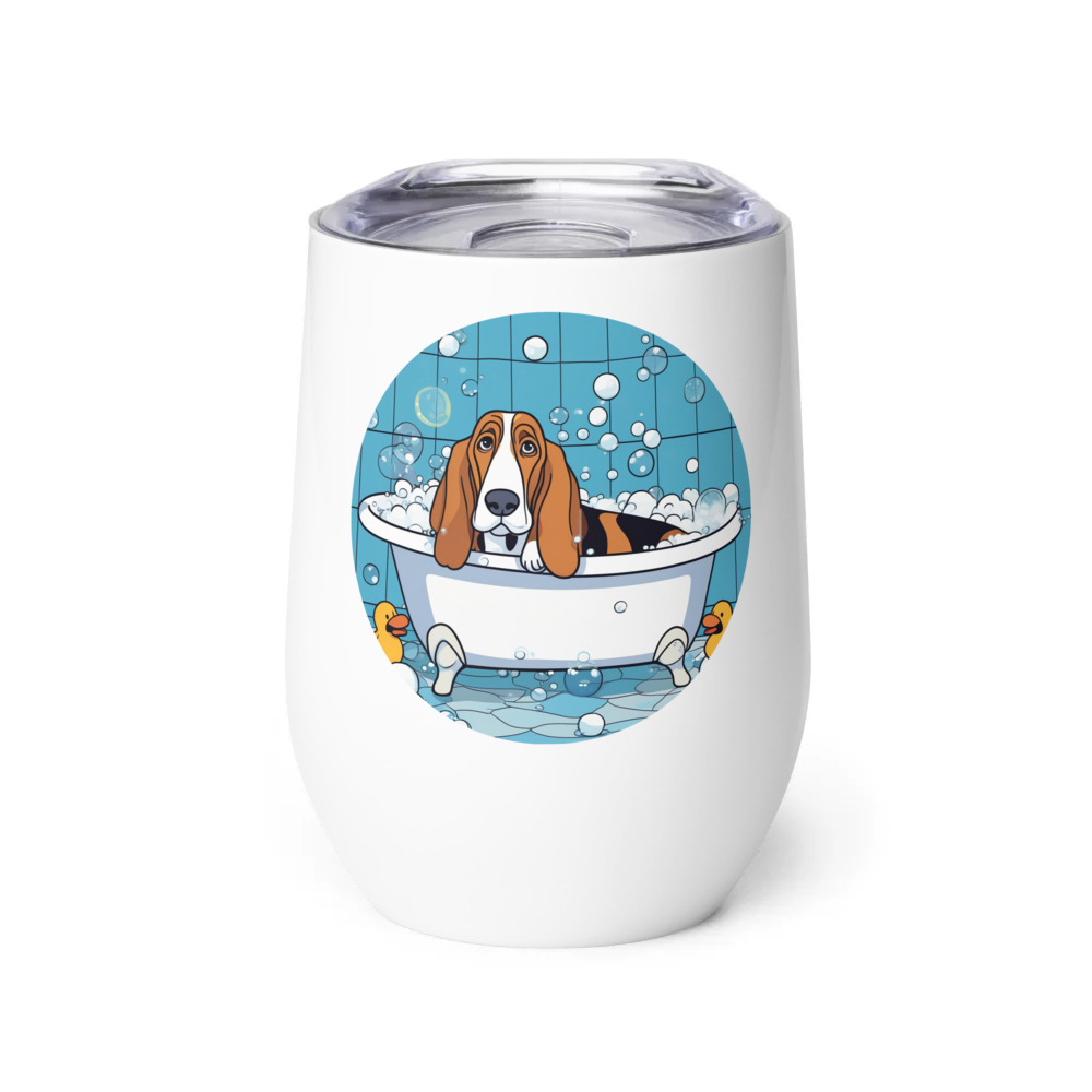 PugMug Custom Basset Hound Wine Tumbler