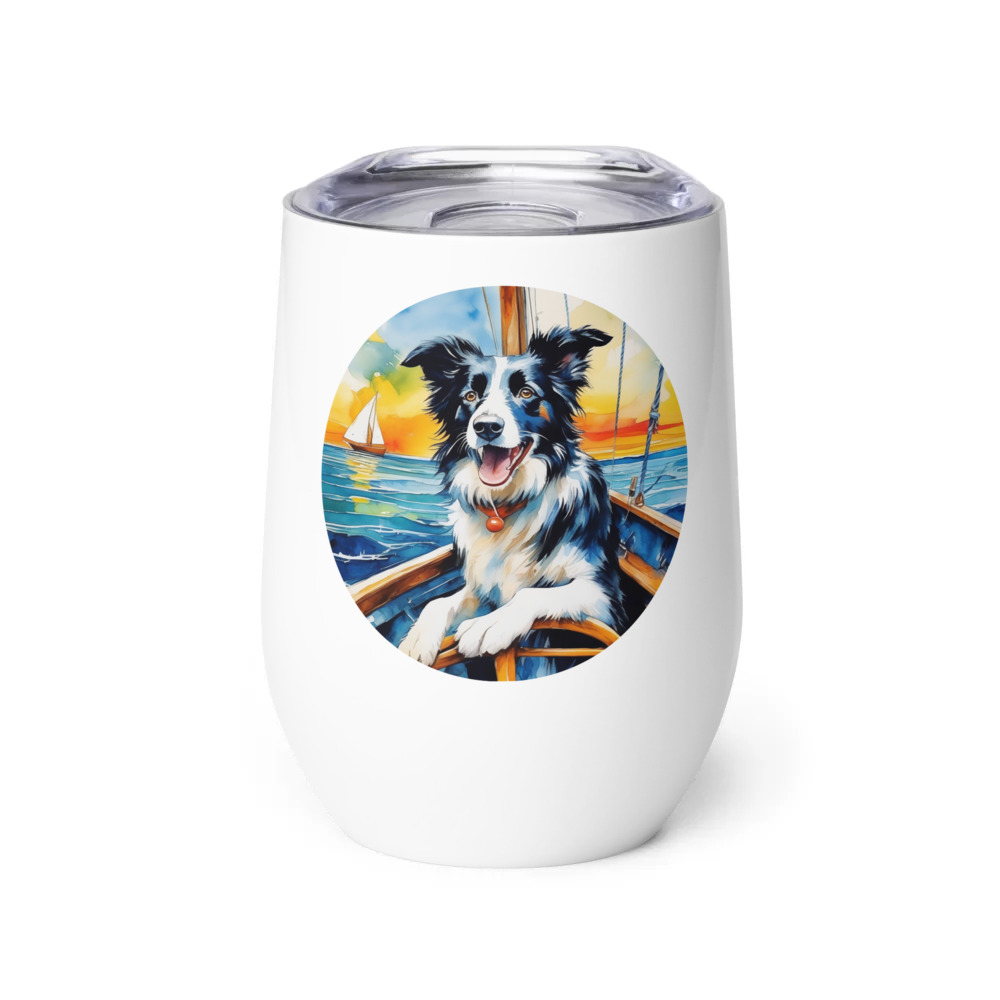 PugMug Custom Border Collie Wine Tumbler