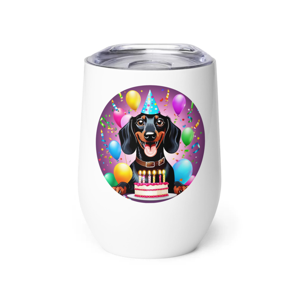 PugMug Custom Black Dachshund Wine Tumbler