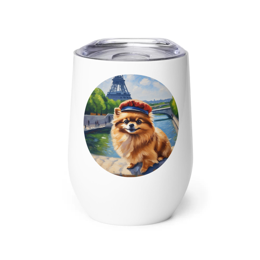 PugMug Custom Tan Pomeranian Wine Tumbler