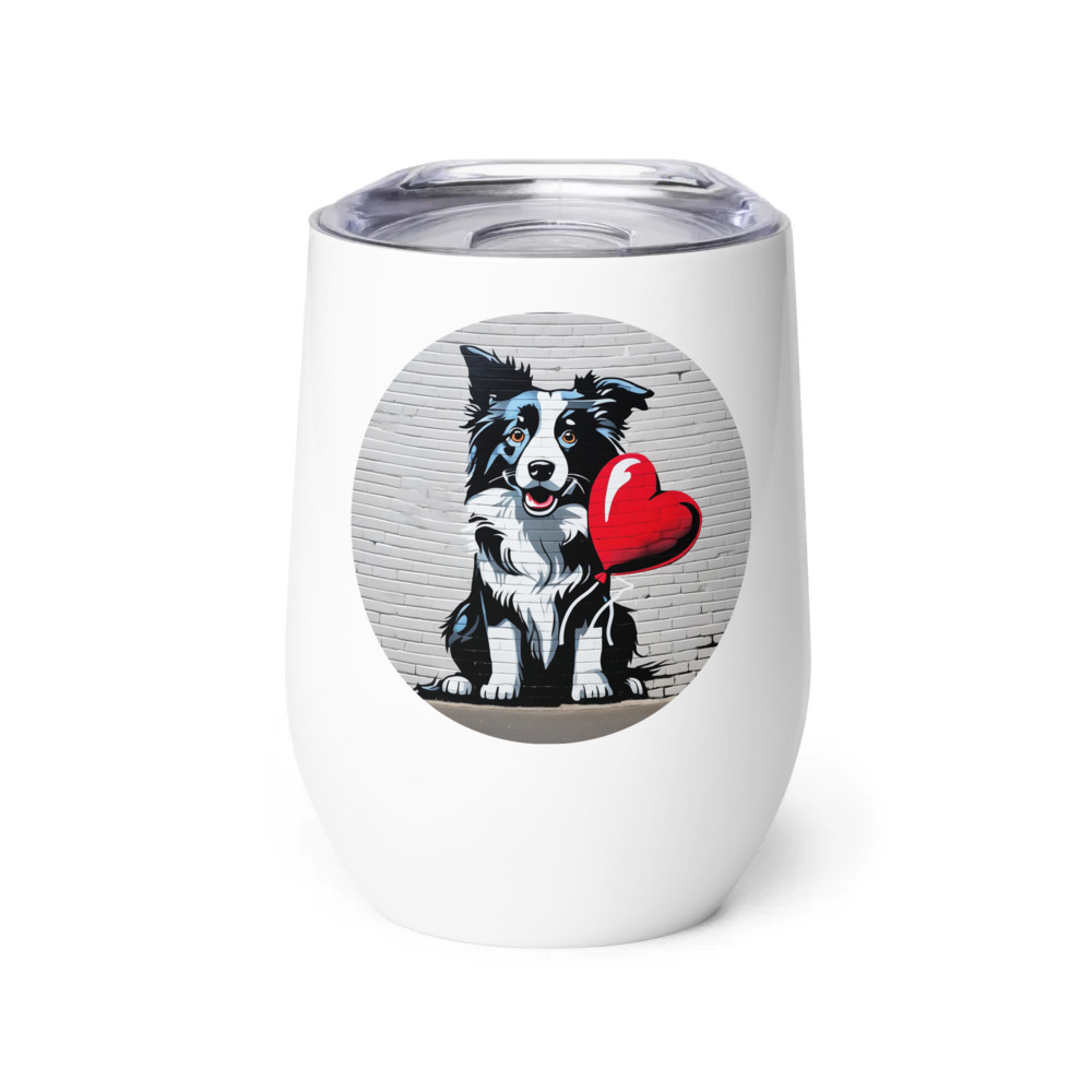 PugMug Custom Border Collie Wine Tumbler