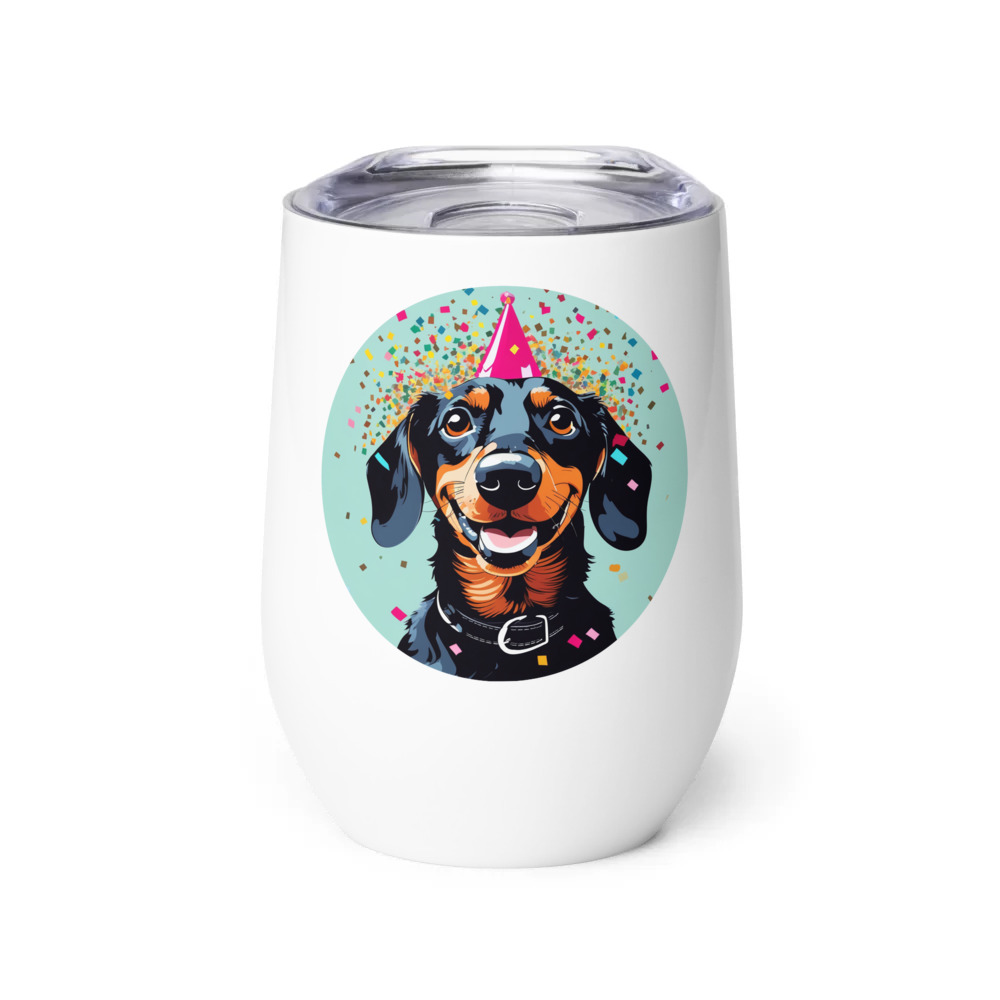 PugMug Custom Black Dachshund Wine Tumbler
