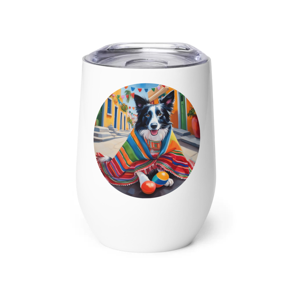 PugMug Custom Border Collie Wine Tumbler