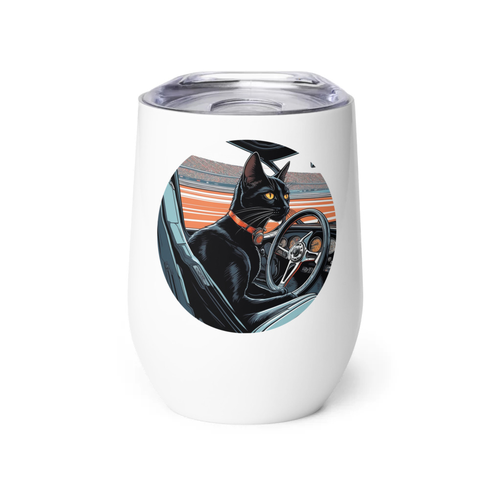 PugMug Custom Black Companion Cat Wine Tumbler