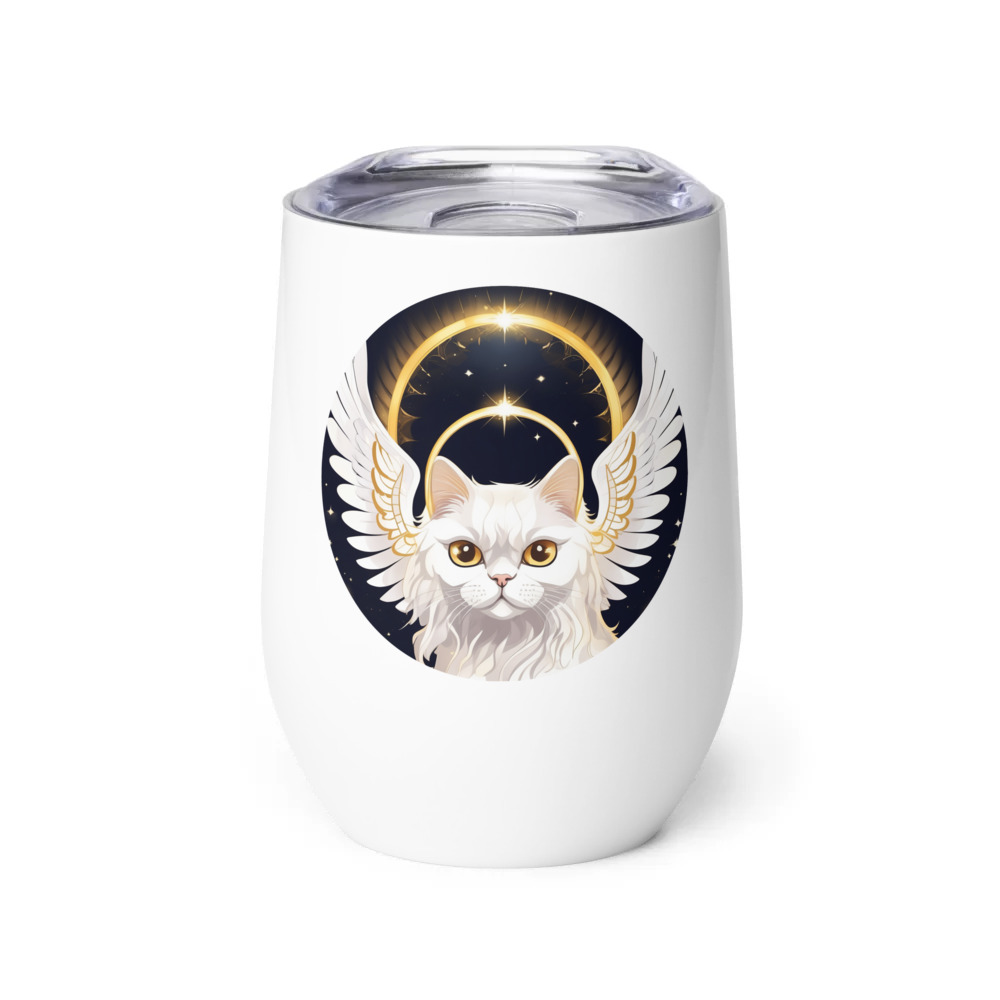 PugMug Custom White Persian Cat Wine Tumbler