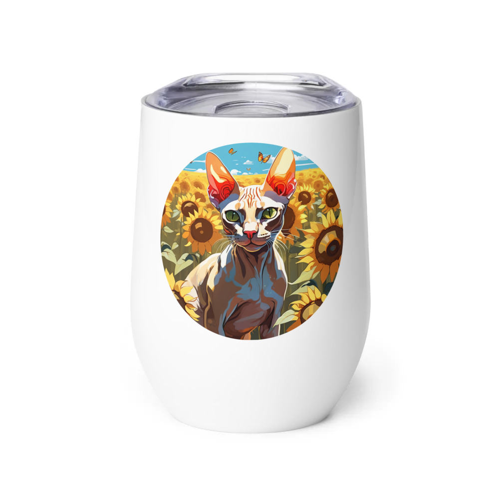 PugMug Custom Tabby Sphynx Cat Wine Tumbler