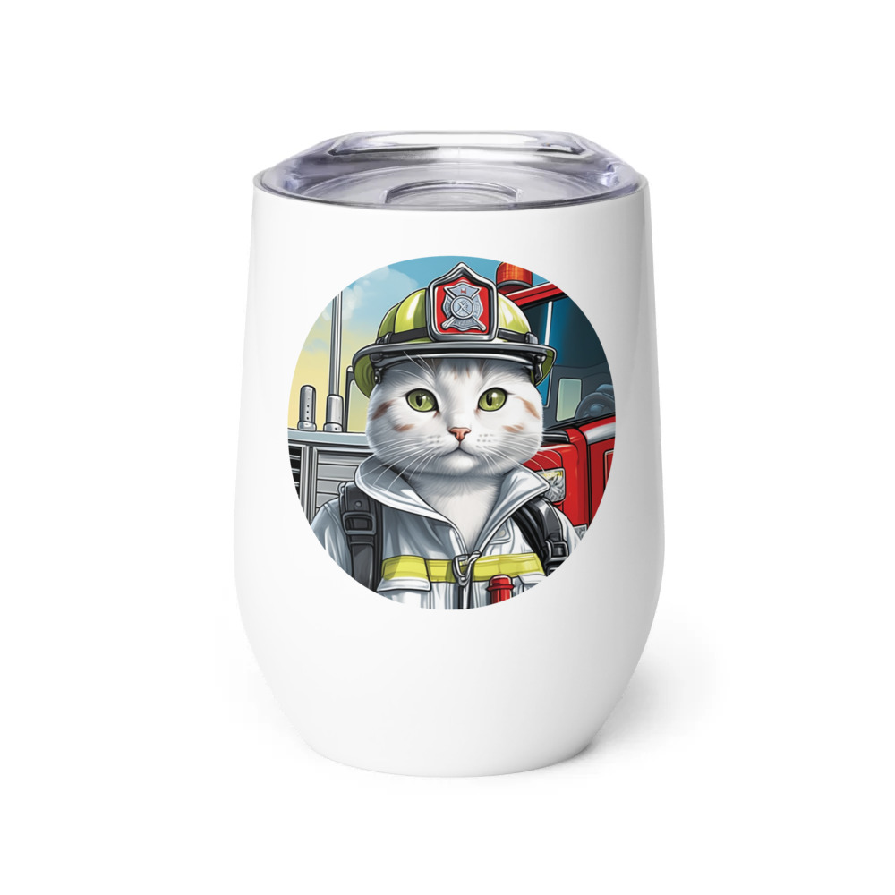 PugMug Custom White Companion Cat Wine Tumbler