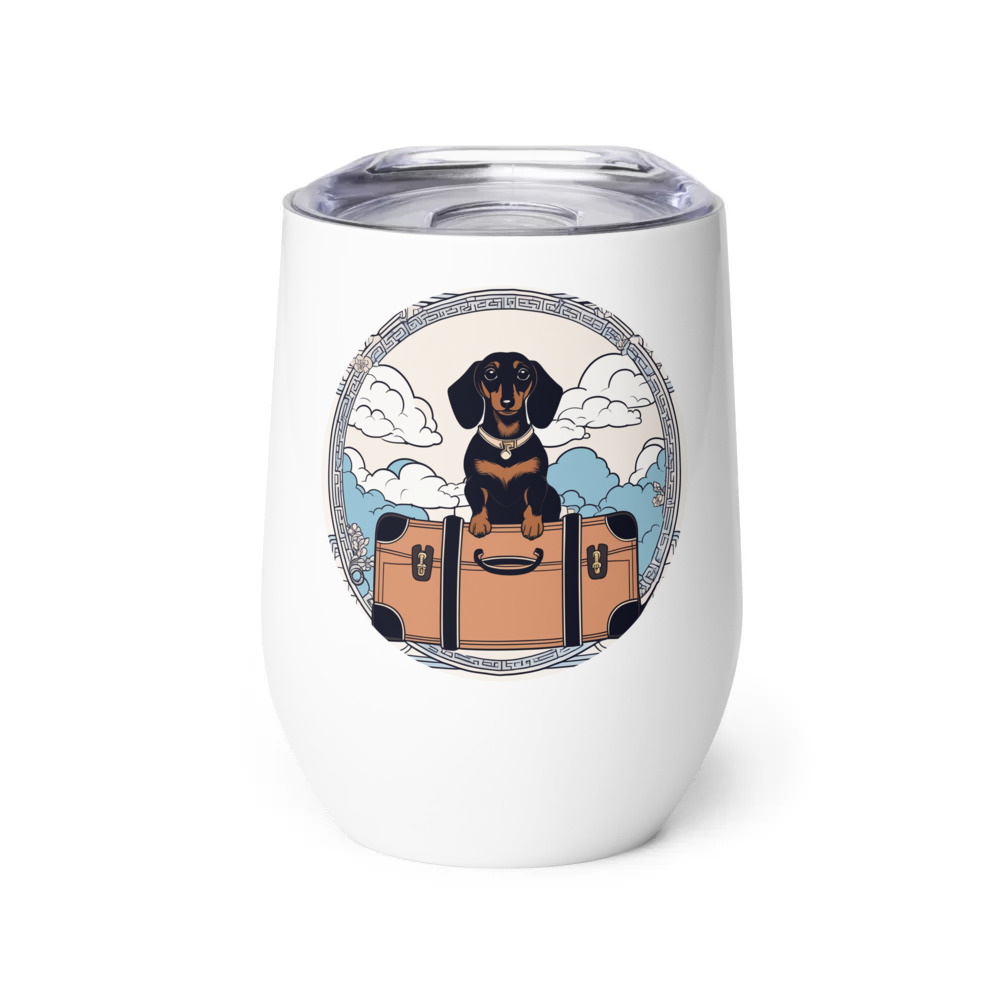 PugMug Custom Black Dachshund Wine Tumbler