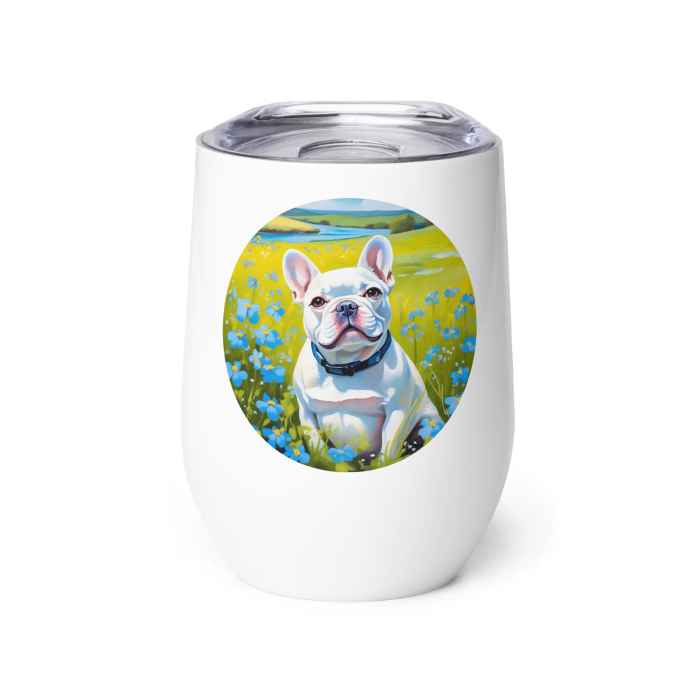 PugMug Custom White French Bulldog Wine Tumbler