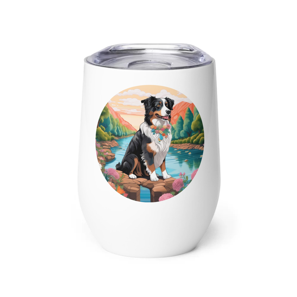PugMug Custom Australian Shepherd Dog Wine Tumbler