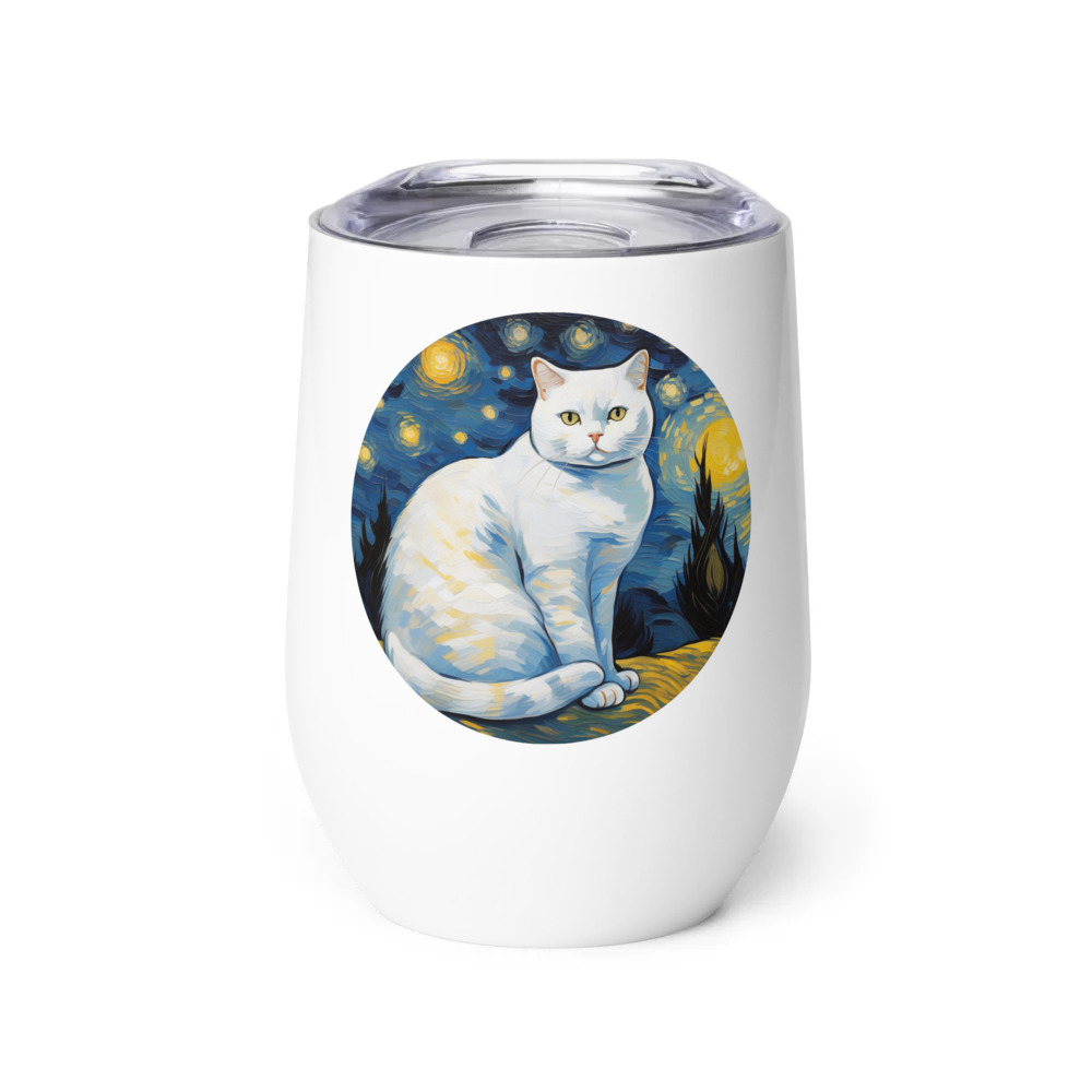 PugMug Custom White British Shorthair Cat Wine Tumbler
