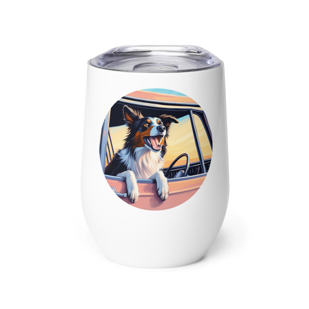 PugMug Custom Border Collie Wine Tumbler