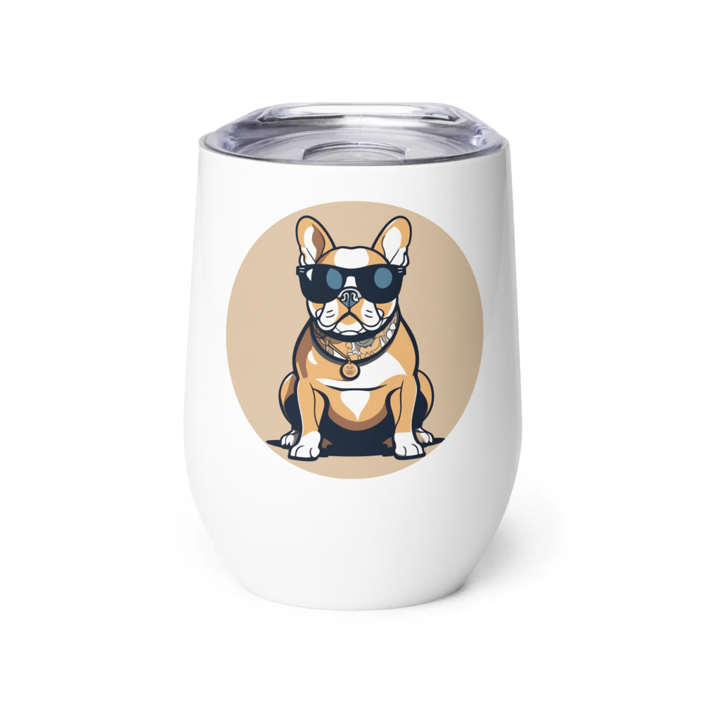 PugMug Custom Tan French Bulldog Wine Tumbler