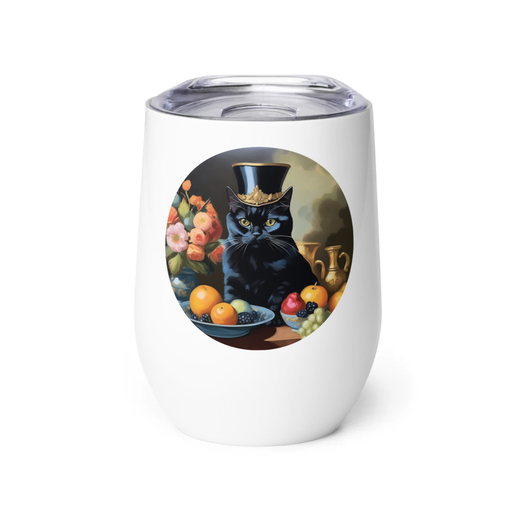 PugMug Custom Black British Shorthair Cat Wine Tumbler