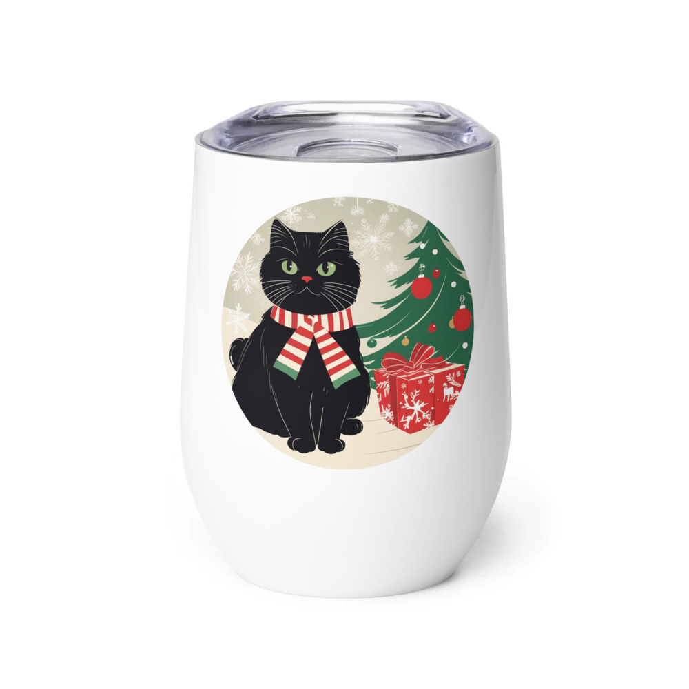 PugMug Custom Black Persian Cat Wine Tumbler