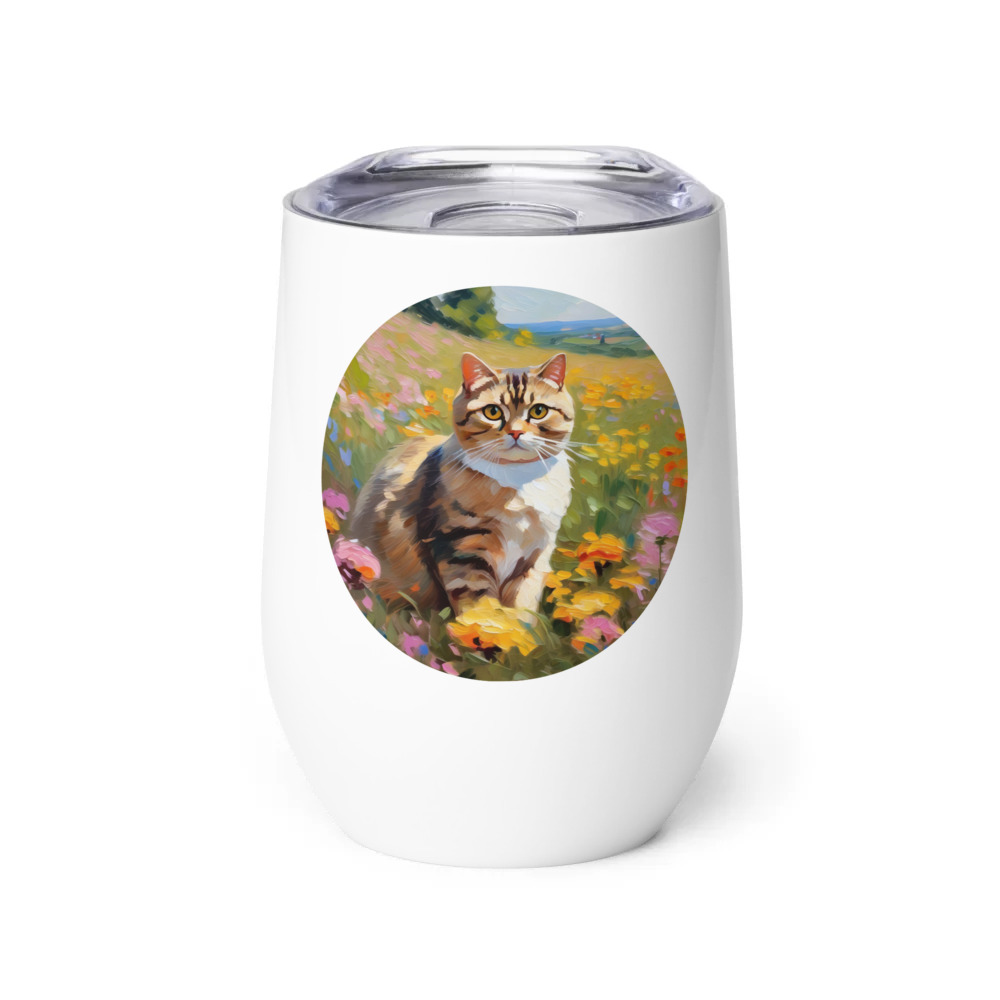 PugMug Custom Tabby Scottish Fold Cat Wine Tumbler