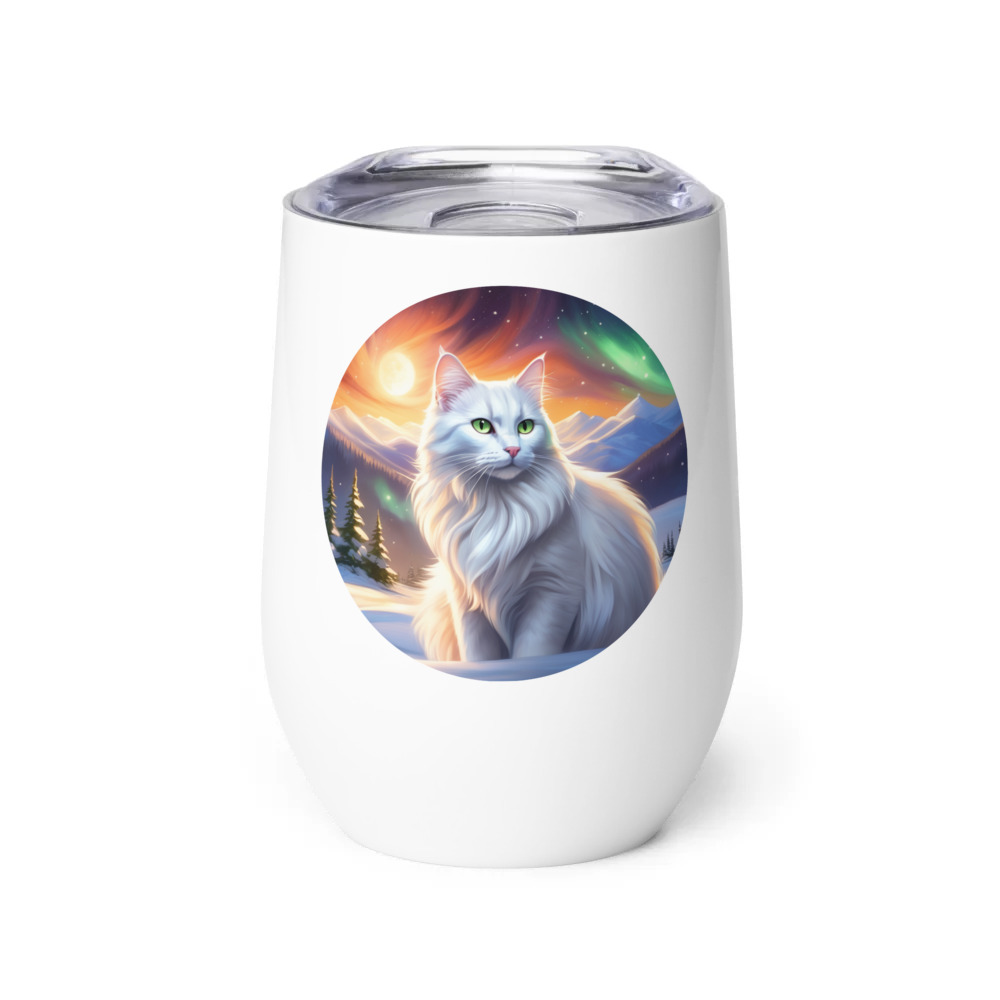 PugMug Custom White Companion Cat Wine Tumbler