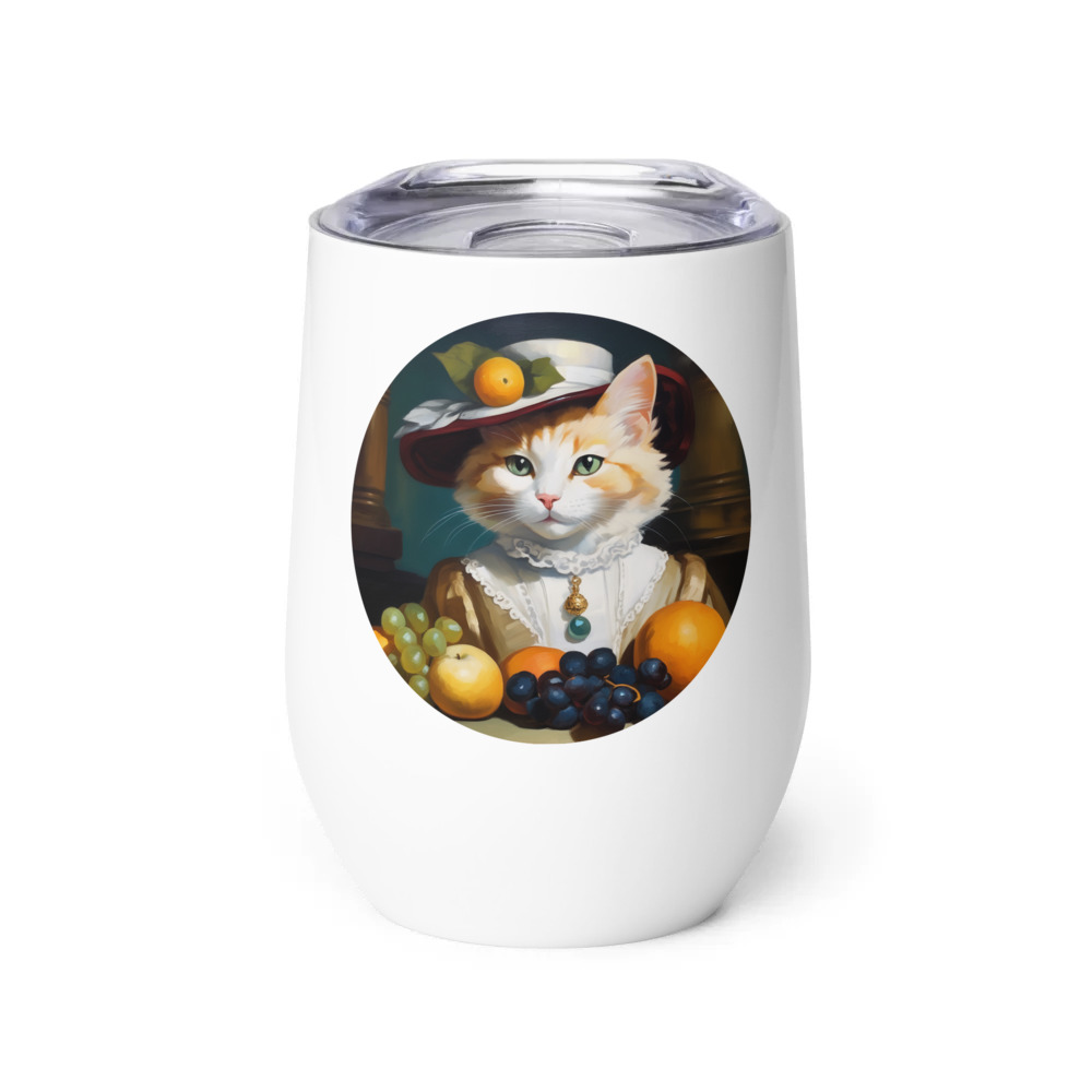 PugMug Custom White Companion Cat Wine Tumbler