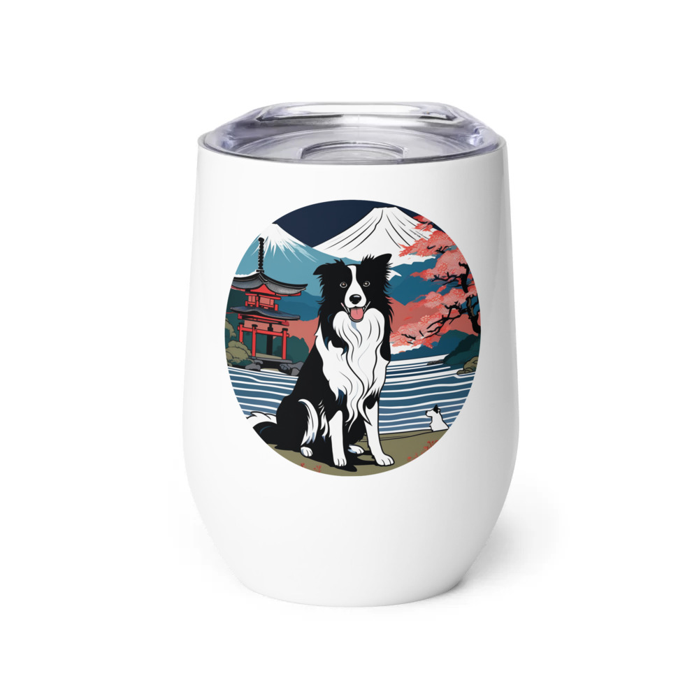 PugMug Custom Border Collie Wine Tumbler