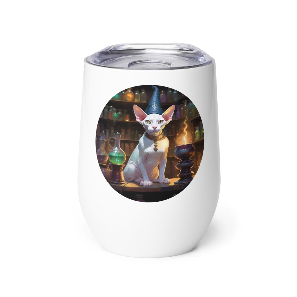 PugMug Custom White Sphynx Cat Wine Tumbler