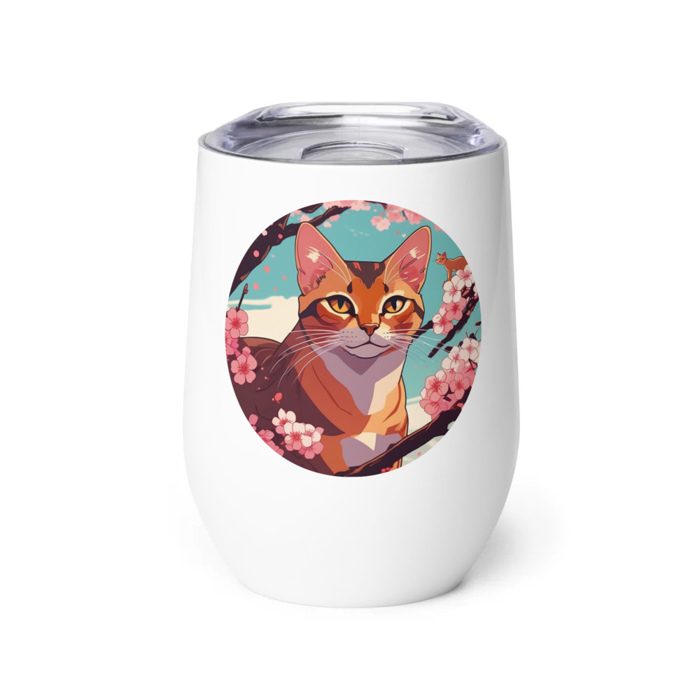 PugMug Custom Tabby Abyssinian Cat Wine Tumbler