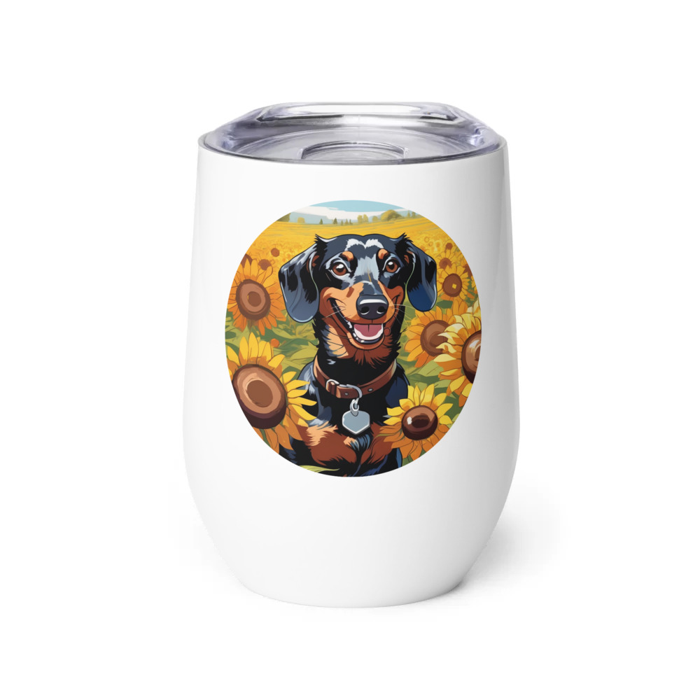 PugMug Custom Black Dachshund Wine Tumbler