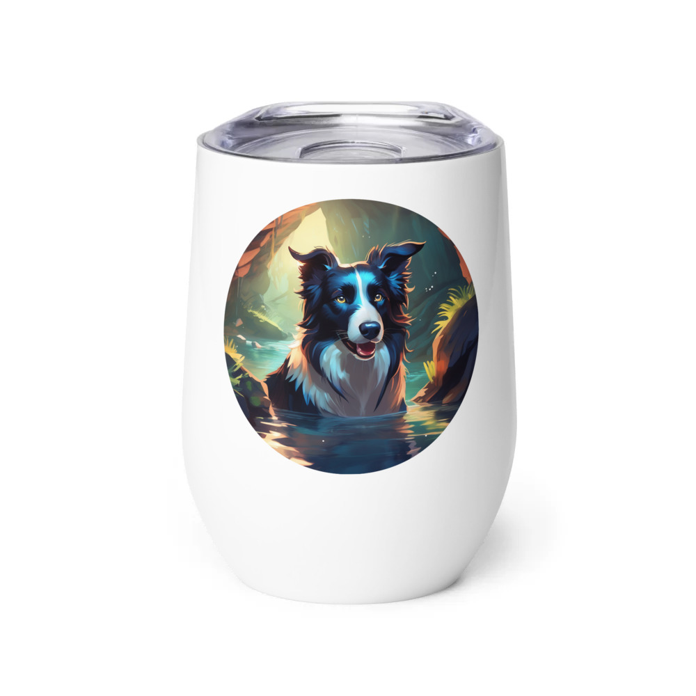 PugMug Custom Border Collie Wine Tumbler